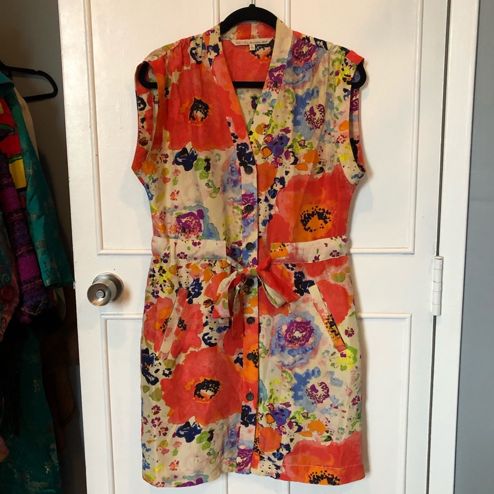 💜2 for $30💜Floral Silk Button Up Dress